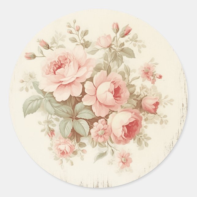 Faint Pink Glimmers Shabby Chic Classic Round Sticker (Front)