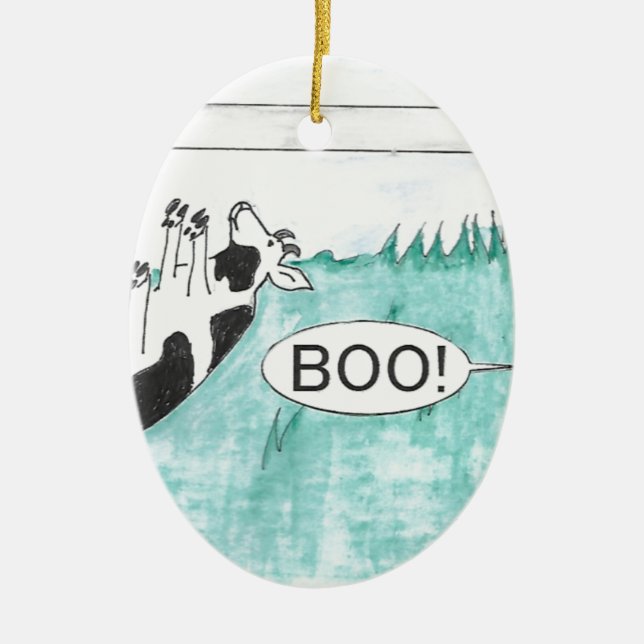 Fainting Goat Halloween Ceramic Tree Decoration (Front)