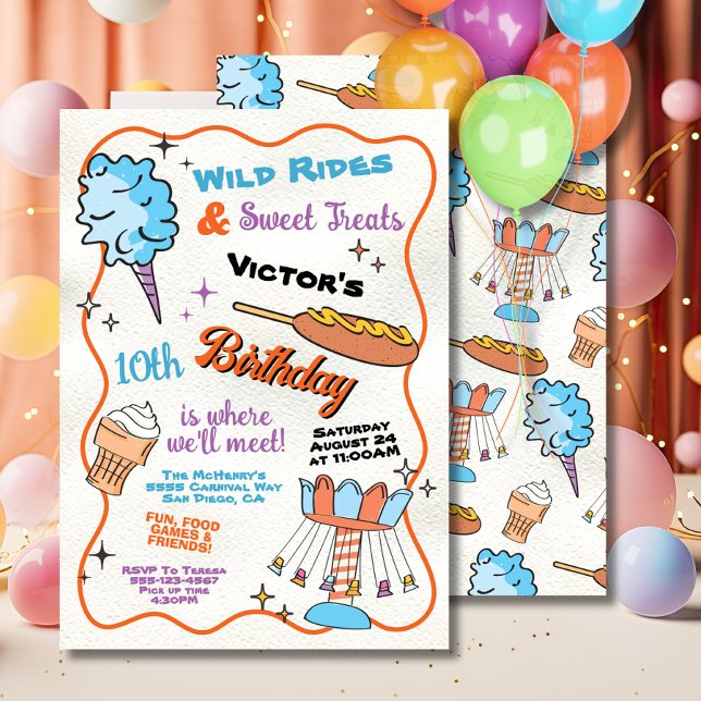 Fair Carnival Amusement park Circus Birthday Invitation (Creator Uploaded)