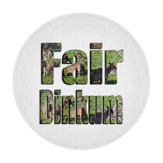 Fair Dinkum Aussie Slang Word With Kangaroos, Cutting Board (Front)