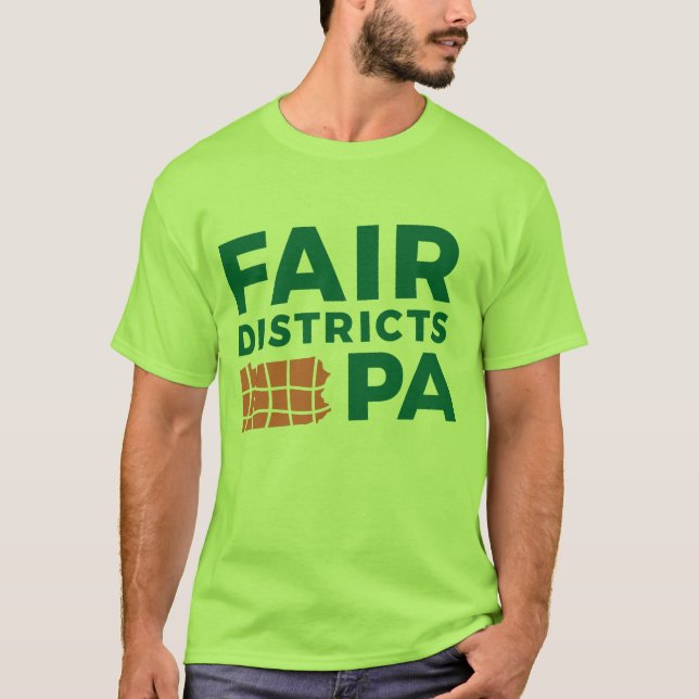 Fair Districts PA lime green tee (Front)