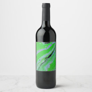 Fair Game 3 Green Lilac Abstract Wine Bottle Label
