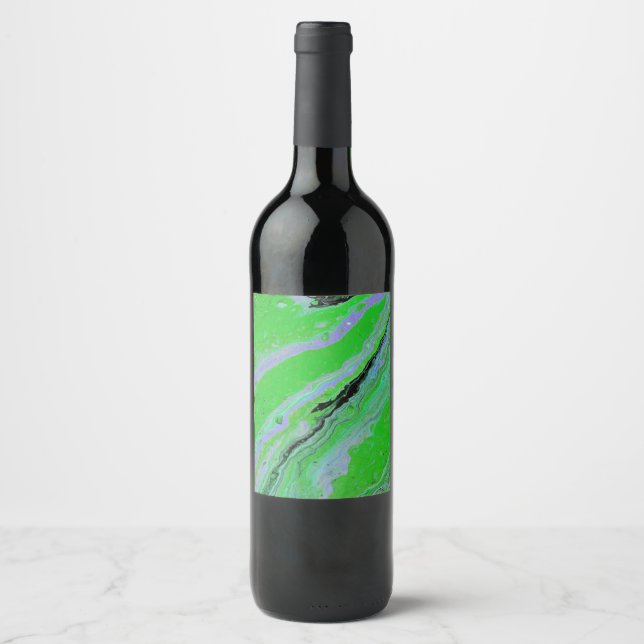 Fair Game 3 Green Lilac Abstract Wine Bottle Label (Front)