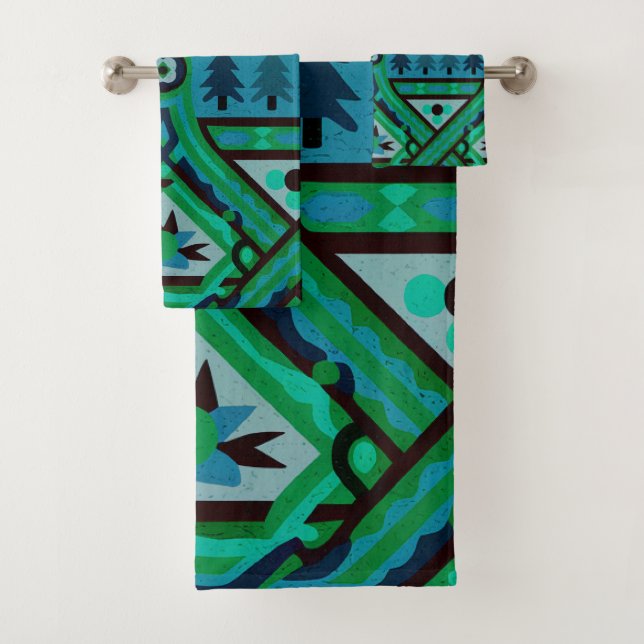 Fair isle Christmas 3 Bath Towel Set (Insitu)