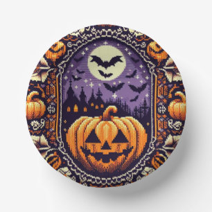 Fair Isle/Colorwork Vintage Halloween/fall Paper Plate