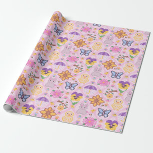 Fair Isle Cute Spring Knitted Sweater Pattern Wrapping Paper