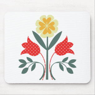 Fair isle floral pattern folk art print mouse pad