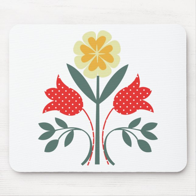 Fair isle floral pattern folk art print mouse pad (Front)