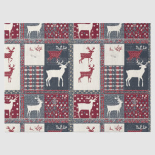 Fair Isle Knitted Patchwork   Rustic Reindeer (2) Tissue Paper