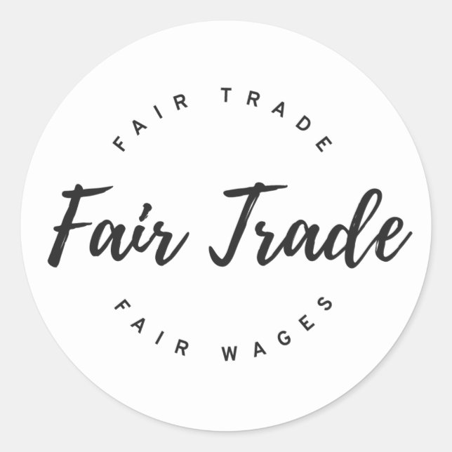 Fair trade script classic round sticker (Front)