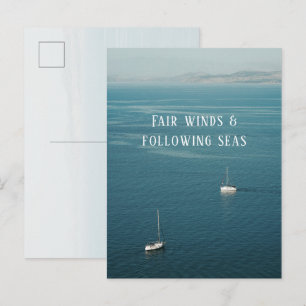 Fair Winds & Following Seas Nautical Sailing Postcard