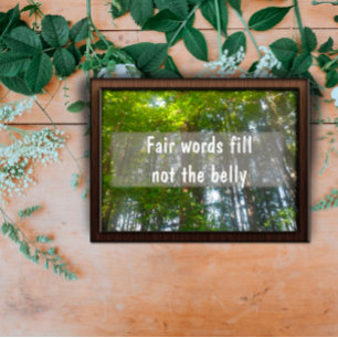 Fair words fill not the belly Inspirational poster