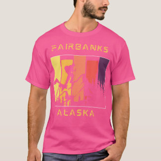 Fairbanks Ak Distressed Design Mountain Hiking And T-Shirt