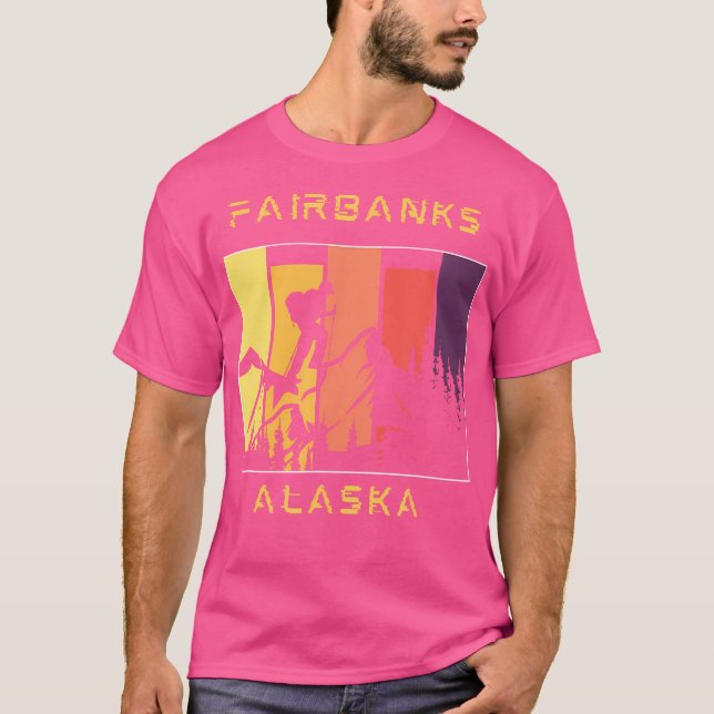 Fairbanks Ak Distressed Design Mountain Hiking And T-Shirt (Front)
