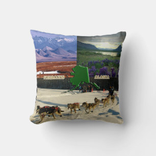 Fairbanks, Alaska Collage Cushion