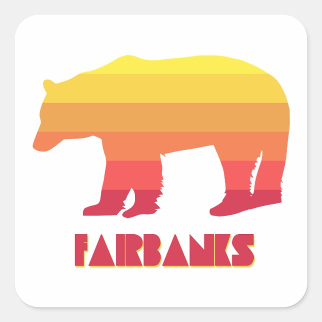 Fairbanks Alaska Rainbow Bear Square Sticker (Front)