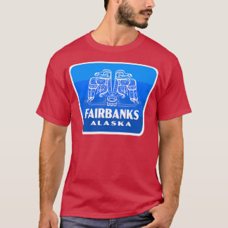 Fairbanks Alaska Retro Bird Badge Blue T-Shirt