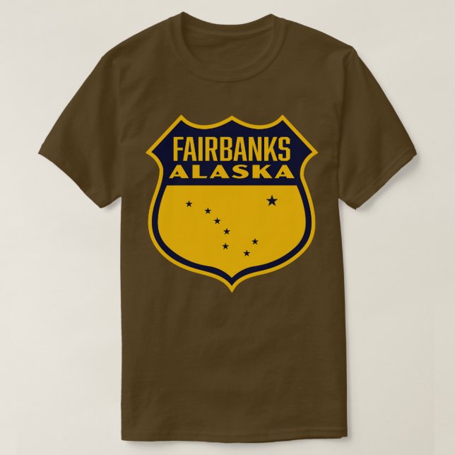 Fairbanks Alaska Retro Shield Blue T-Shirt (Design Front)