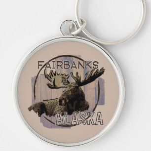 Fairbanks Alaska rustic moose keychain