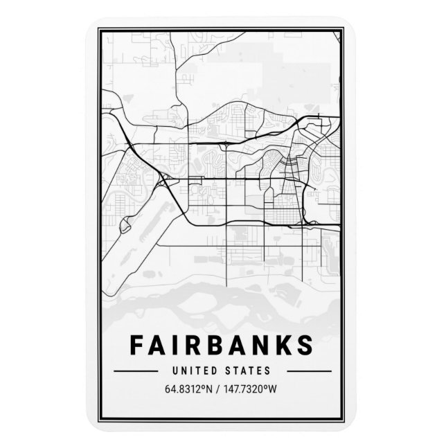 Fairbanks Alaska USA City Travel City Map Magnet (Vertical)