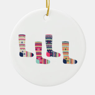 Faire Isle Socks Ceramic Tree Decoration