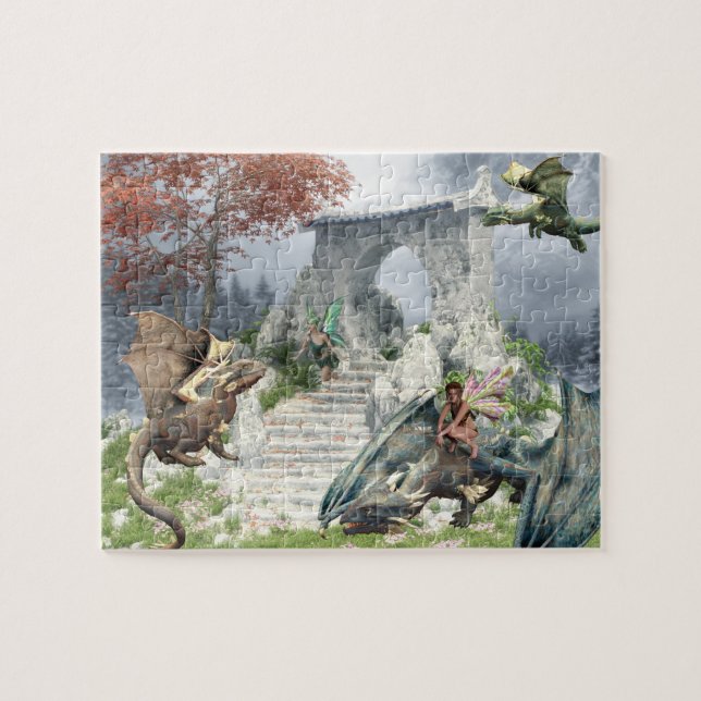 Fairies and Baby Dragons Fantasy Landscape Jigsaw Puzzle (Horizontal)