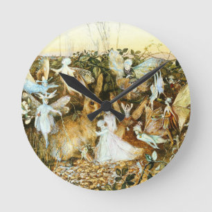 Fairies and Rabbit Round Clock