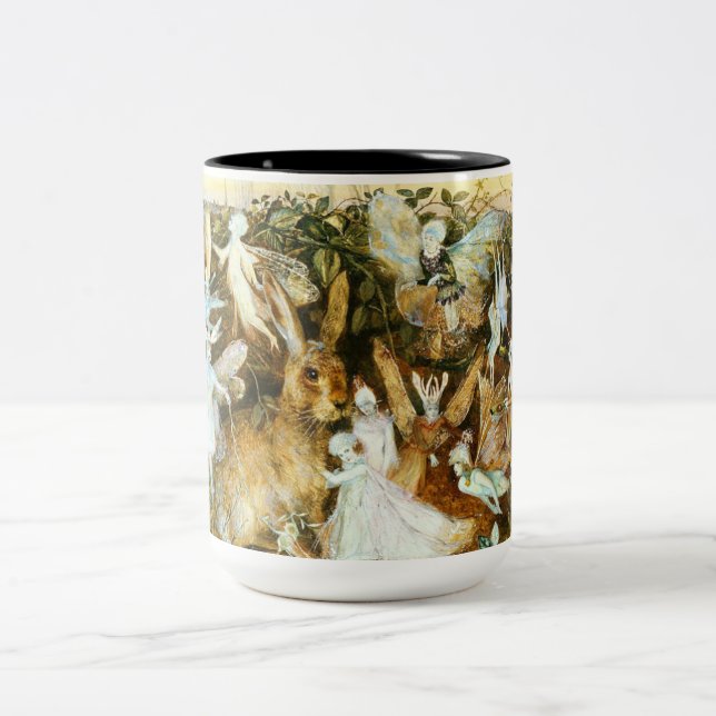 Fairies and Rabbit Two-Tone Coffee Mug (Center)