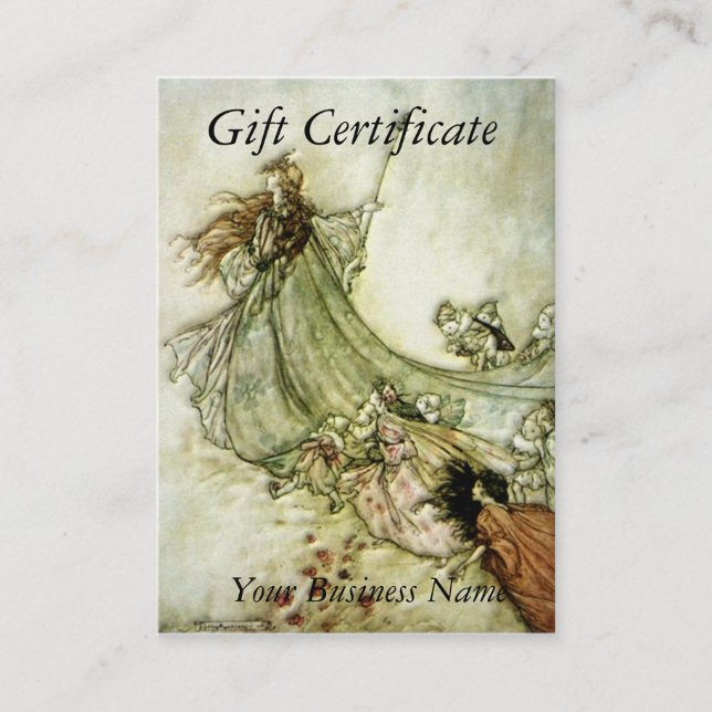 Fairies Away Gift Certificate - Arthur Rackham (Front)