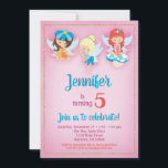 Fairies Birthday Invitation - Girls Fairy Party<br><div class="desc">A cute pink fairies birthday invitation, for your sweet girl's fairy party. Three pretty fairies sit atop this fun shaded invite with gold trim. With fun colourful customisable text, it's sure to put a smile on your little fairy party goers faces. This adorable kids fairy invite works for any age...</div>