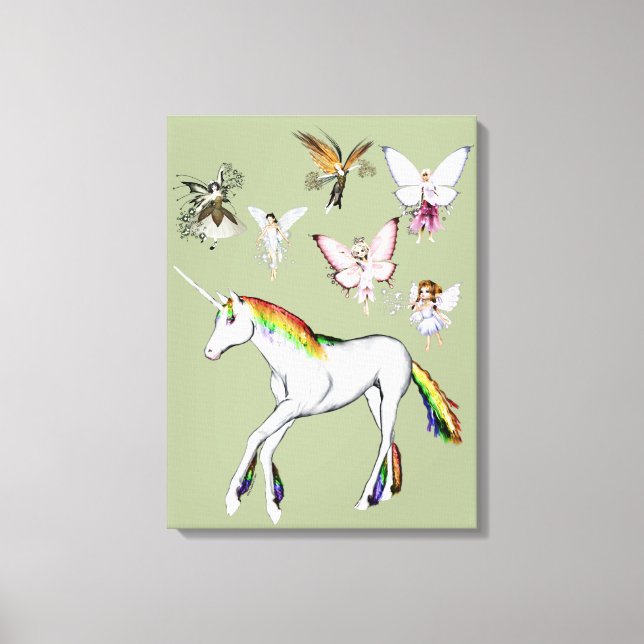 Fairies Colour the Unicorn Canvas Print (Front)