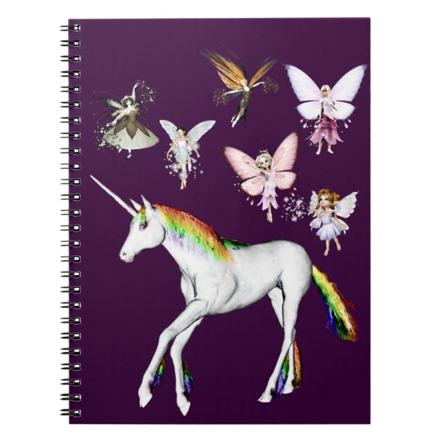 Fairies Colour the Unicorn Spiral Notebook (Front)