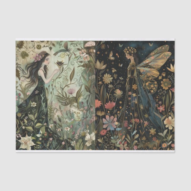 Fairies Day/Night Decoupage Scrapbook Tissue Paper (Front)