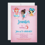 Fairies Ethnic Girls Birthday Invitation<br><div class="desc">A cute pink fairies birthday invitation, for your sweet girl's fairy party. Three pretty fairies sit atop this fun shaded invite with gold trim. With fun colourful customisable text, it's sure to put a smile on your little fairy party goers faces. This kids fairy invite works for any age child's...</div>
