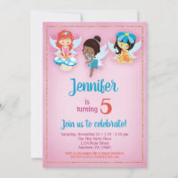 Fairies Ethnic Girls Birthday Invitation