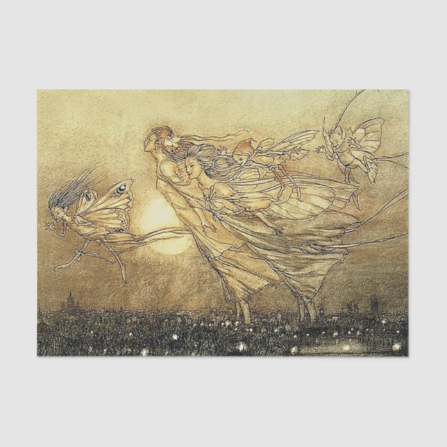 “Fairies in Kensington Gardens” by Arthur Rackham Tissue Paper (Front)