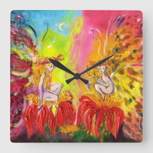 FAIRIES OF DAWN SQUARE WALL CLOCK