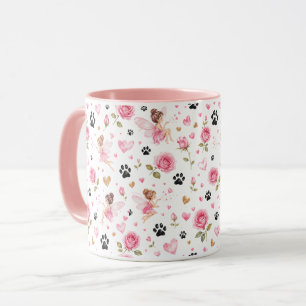 Fairies Pawprints & Roses Dog Mum & Cat Mum Gift Mug