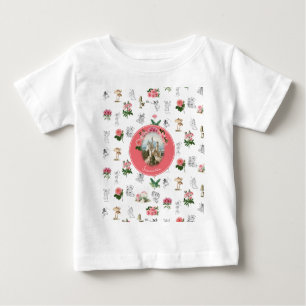 Fairies Pink Floral Mushroom Fairy Castle Monogram Baby T-Shirt