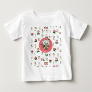 Fairies Pink Floral Mushroom Fairy Castle Monogram Baby T-Shirt