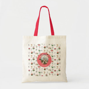 Fairies Pink Floral Mushroom Fairy Castle Monogram Tote Bag