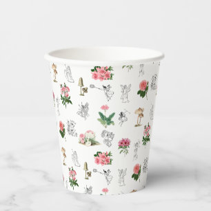 Fairies Pink Floral & Mushroom Fairy Pattern Paper Cups