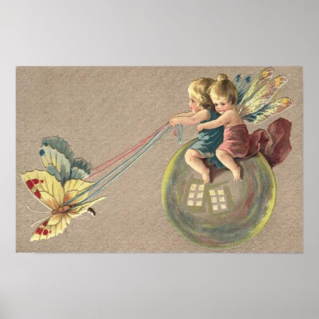 Fairies Riding a Bubble Poster (Front)