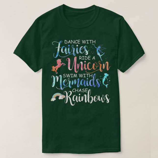 Fairies, Unicorns, Mermaids and Rainbows Funny  T-Shirt (Design Front)