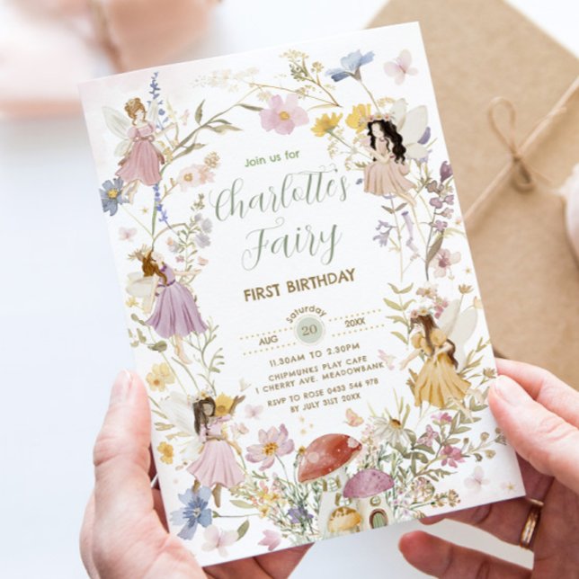 Fairies Wildflower Meadow Flowers 1st Birthday Invitation (Creator Uploaded)