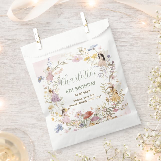 Fairies Wildflower Meadow Flowers Birthday Favour Bags (Clipped)