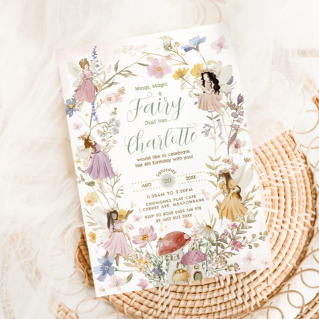 Fairies Wildflower Meadow Flowers Birthday Invitation (Creator Uploaded)