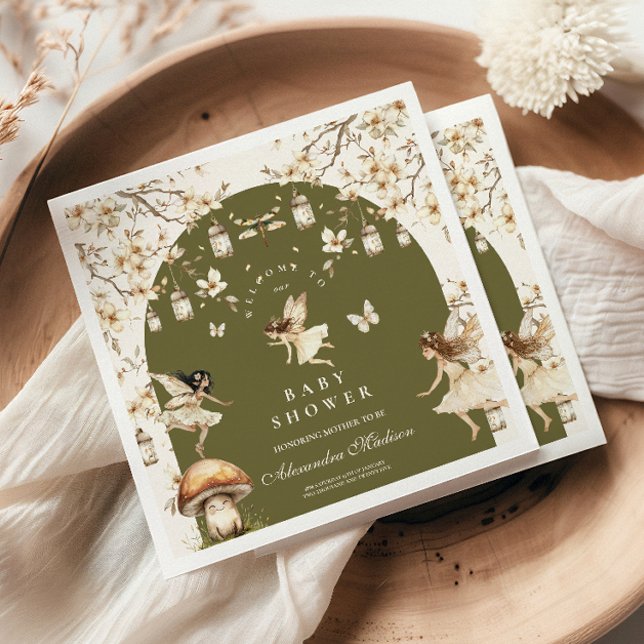 Fairies Wildflowers Flower Meadow Baby Shower Napkin (Creator Uploaded)