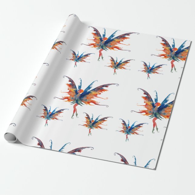 Fairies Wings Matte Wrapping Paper (Unrolled)