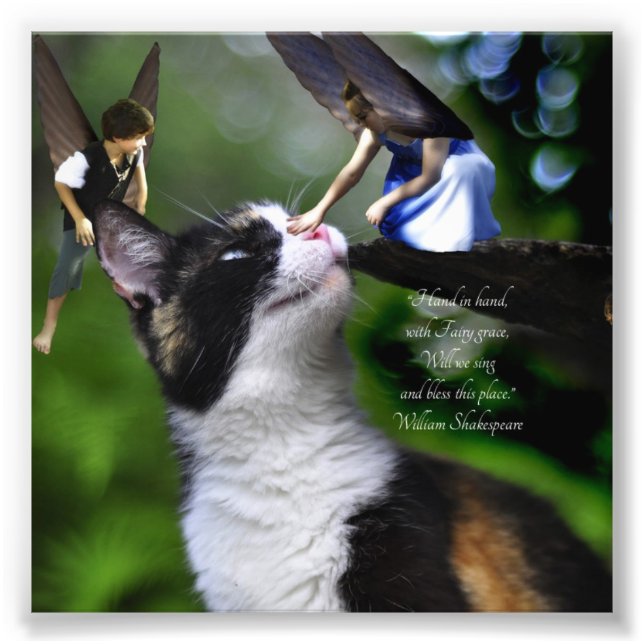 Fairies with Cat William Shakespeare Quote Print (Front)